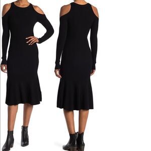 ⚡️AllSaints Women’s yasmin could shoulder midi sweater dress in black Sz  M, NWT